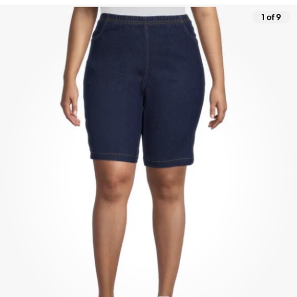 Just My Size Pants - Just My Size Women’s Plus 4 Pocket Pull On Dark Indigo Shorts Size 3X NEW